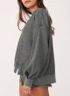 Womens Oversized Waffle Knit Sweatshirts V Neck Long Sleeve Side Slits Casual Pullover Sweatshirt Tops