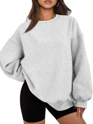 Womens Oversized Sweatshirts Hoodies Crew Neck Pullover Sweaters Casual Comfy Fall Fashion Outfits Clothes