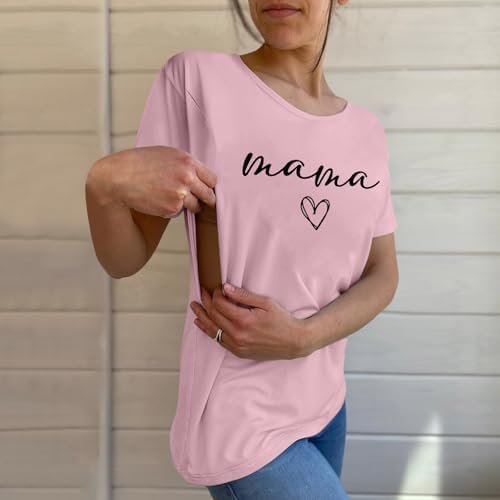 Womens Short Sleeve T-Shirts Loose Fit Classic Casual Crew Neck Print Shirts Graphic Trendy Comfortable Tops