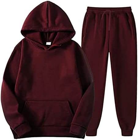 Women's Solid Sweatshirt Suit Hoodie with Pockets Drawstring Leggings Two-Piece Casual Lightweight Sports Suit