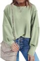 Womens Oversized Sweatshirt Side Slit Long Sleeve Pullover Slouchy Fit Tops