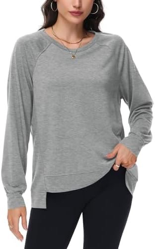 Womens Long Sleeve Oversized Sweatshirt Casual High Low Shirts Lightweight Pullover Tops