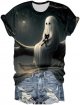 Halloween Women's Print Short Sleeved Crew Neck T Shirt Top Womens Dressy Casual Clothes