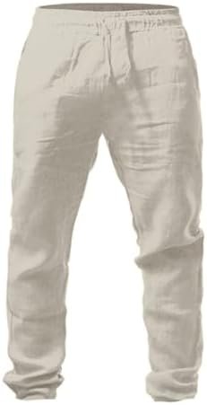 Men Pants Chino Cargo Pants Fashion Cotton Linen Casual Trousers Flat Front Pants Summer Wicking Big and Tall