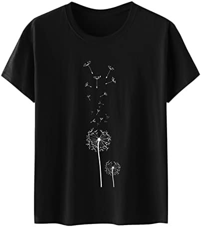 Women's Dandelion Print Pattern Round Neck Short Sleeve TShirt Top Womens Tops Long Sleeve Sweatshirt