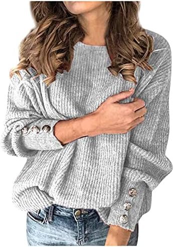 Sweater Tops Pullover Long Turtleneck Knitted Button Loose Women Sleeve Sweater Sweater Dress with Belt