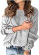 Sweater Tops Pullover Long Turtleneck Knitted Button Loose Women Sleeve Sweater Sweater Dress with Belt