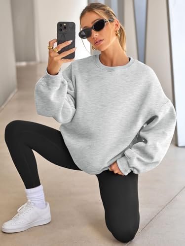 Womens Oversized Sweatshirts Hoodies Crew Neck Pullover Sweaters Casual Comfy Fall Fashion Outfits Clothes