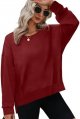 Women Fall Long Sleeve Shirts Side Slit Tops Loose Fit