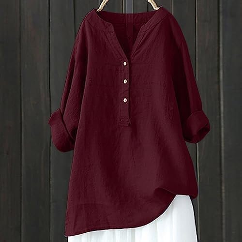 Loose Button Down Blouse Tops Stand Solid Sleeve Long Casual Women Shirt Women's Embroidery Blouse for Women