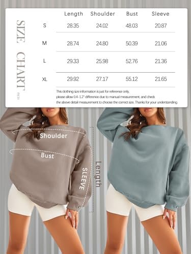 Womens Oversized Sweatshirts Hoodies Crew Neck Pullover Sweaters Casual Comfy Fall Fashion Outfits Clothes