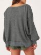 Womens Oversized Waffle Knit Sweatshirts V Neck Long Sleeve Side Slits Casual Pullover Sweatshirt Tops