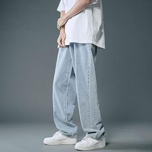 Loose Elastic Waist Jeans Street Hip Hop Loose Work Long Trousers Jeans Pants Men Jeans Mens Stretch Jeans Dark