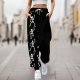 Women's Fall/Winter Halloween Printed High Waisted Stretch Lace Up Leg Sweatpants Postpartum