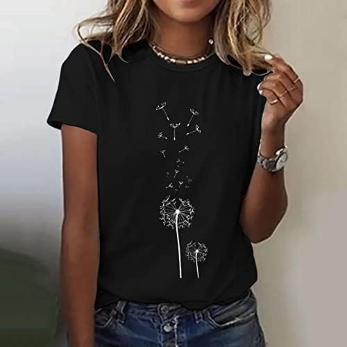 Women's Dandelion Print Pattern Round Neck Short Sleeve TShirt Top Womens Tops Long Sleeve Sweatshirt